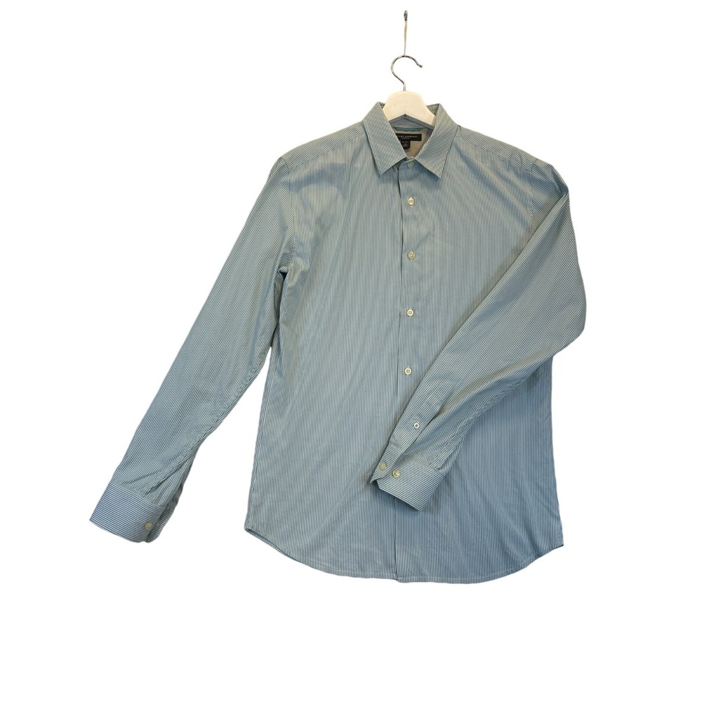 Banana Republic Shirt Mens Medium Slim Fit Teal Stripe LS Button Up